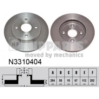 Jeu de 2 disques de frein arrière NIPPARTS N3310404