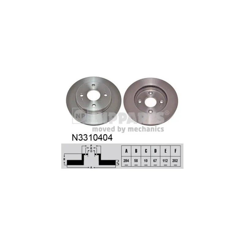 Jeu de 2 disques de frein arrière NIPPARTS N3310404