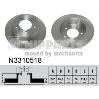 Jeu de 2 disques de frein arrière NIPPARTS N3310518