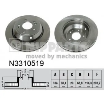 Jeu de 2 disques de frein arrière NIPPARTS N3310519