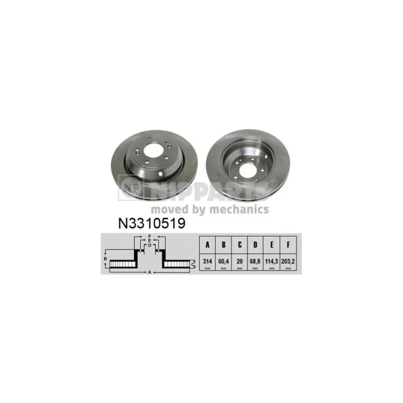 Jeu de 2 disques de frein arrière NIPPARTS N3310519