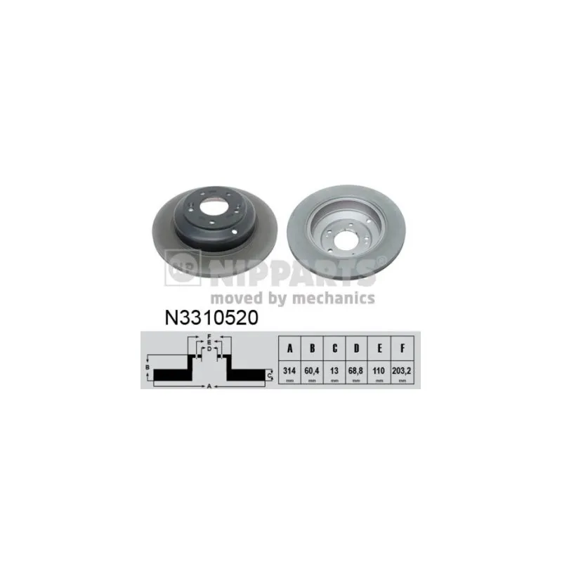 Jeu de 2 disques de frein arrière NIPPARTS N3310520