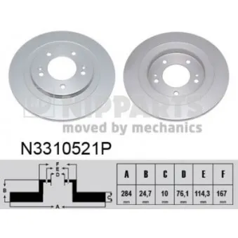 Jeu de 2 disques de frein arrière NIPPARTS N3310521P