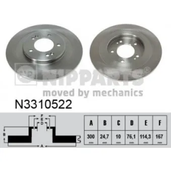 Jeu de 2 disques de frein arrière NIPPARTS N3310522