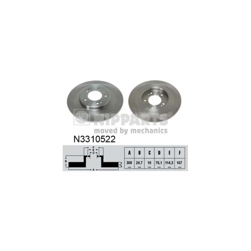 Jeu de 2 disques de frein arrière NIPPARTS N3310522