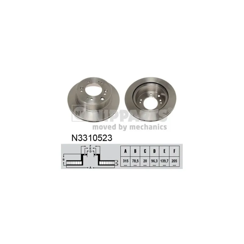Jeu de 2 disques de frein arrière NIPPARTS N3310523