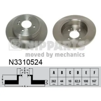 Jeu de 2 disques de frein arrière NIPPARTS N3310524