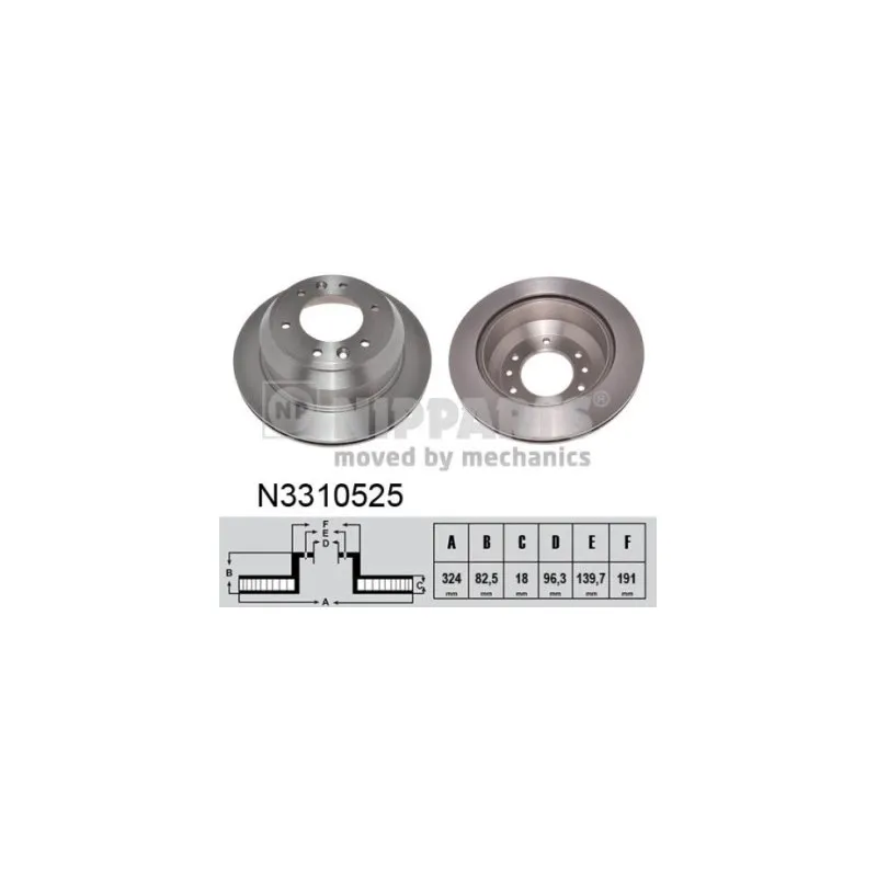 Jeu de 2 disques de frein arrière NIPPARTS N3310525
