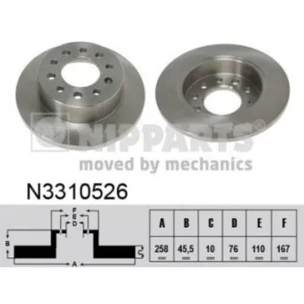 Jeu de 2 disques de frein arrière NIPPARTS N3310526