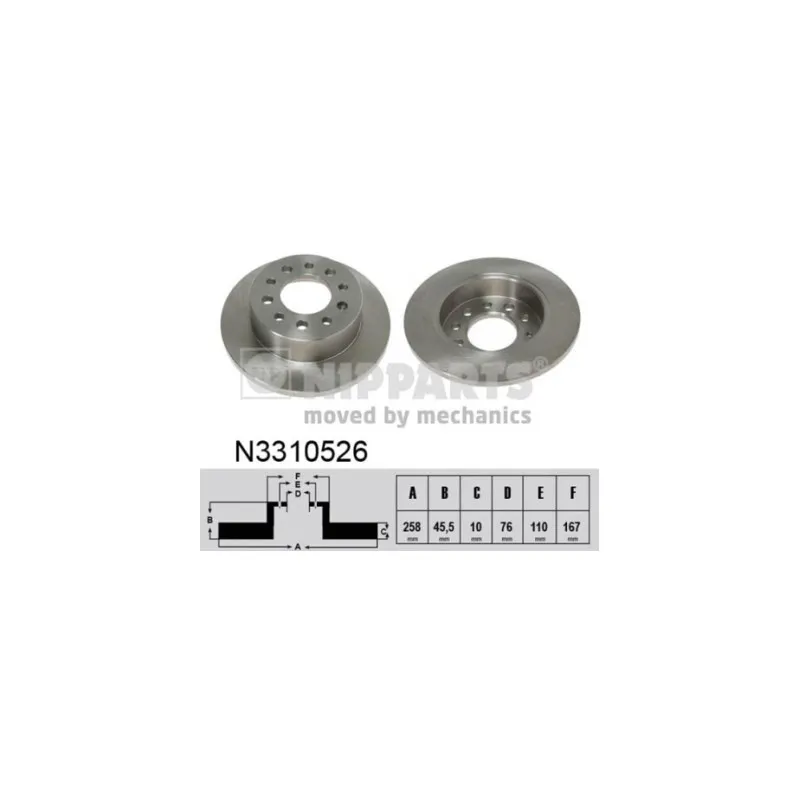 Jeu de 2 disques de frein arrière NIPPARTS N3310526