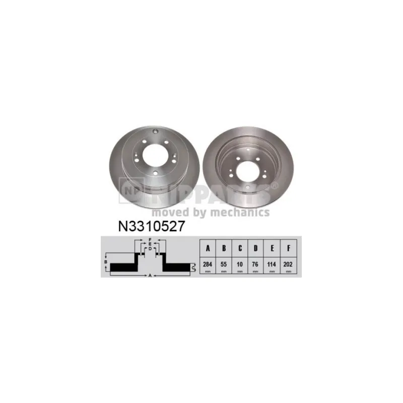 Jeu de 2 disques de frein arrière NIPPARTS N3310527
