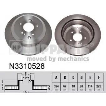 Jeu de 2 disques de frein arrière NIPPARTS N3310528