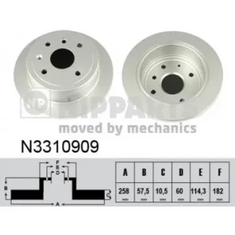 Jeu de 2 disques de frein arrière NIPPARTS N3310909