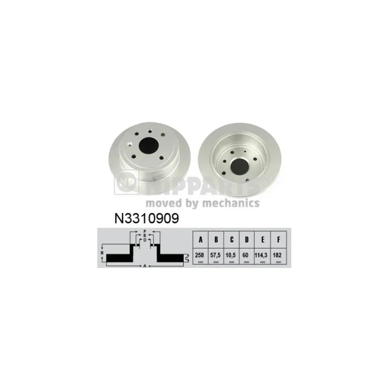 Jeu de 2 disques de frein arrière NIPPARTS N3310909