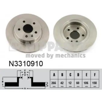 Jeu de 2 disques de frein arrière NIPPARTS N3310910