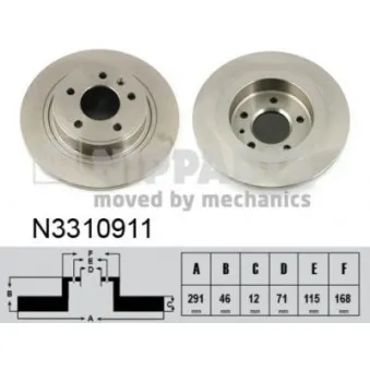 Jeu de 2 disques de frein arrière NIPPARTS N3310911