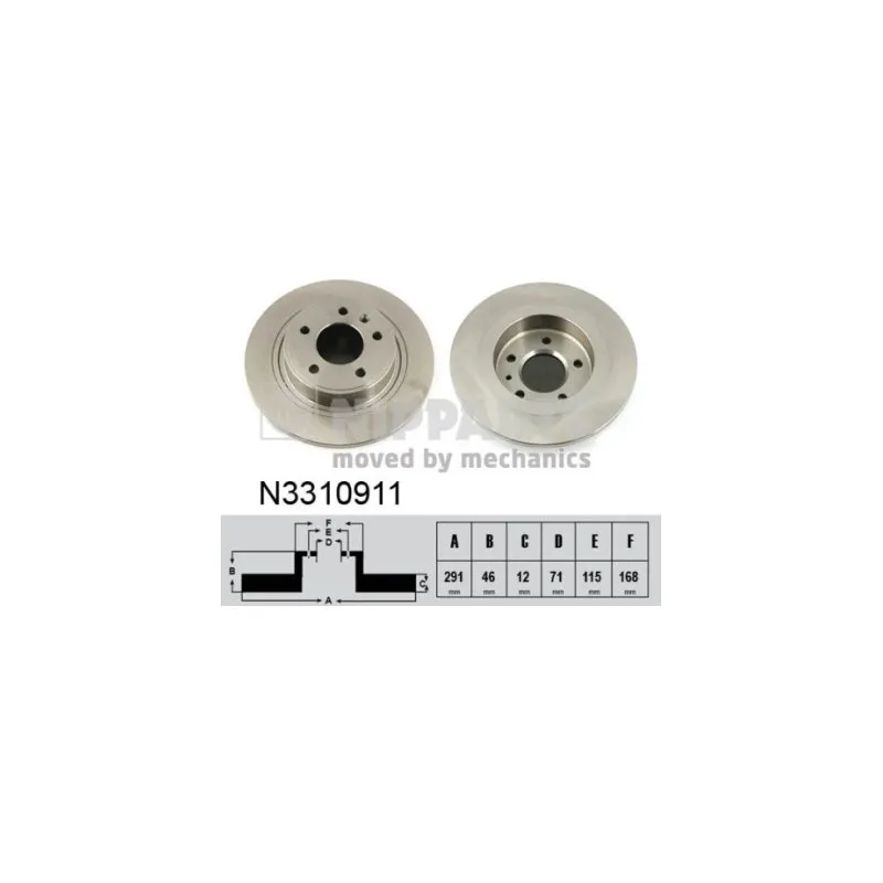 Jeu de 2 disques de frein arrière NIPPARTS N3310911