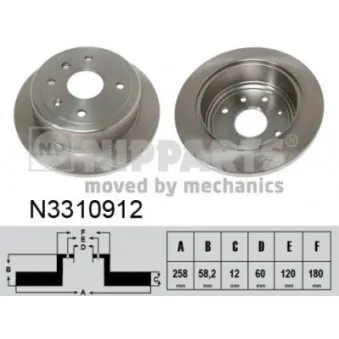 Jeu de 2 disques de frein arrière NIPPARTS N3310912