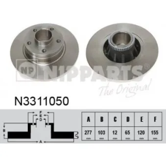 Jeu de 2 disques de frein arrière NIPPARTS N3311050