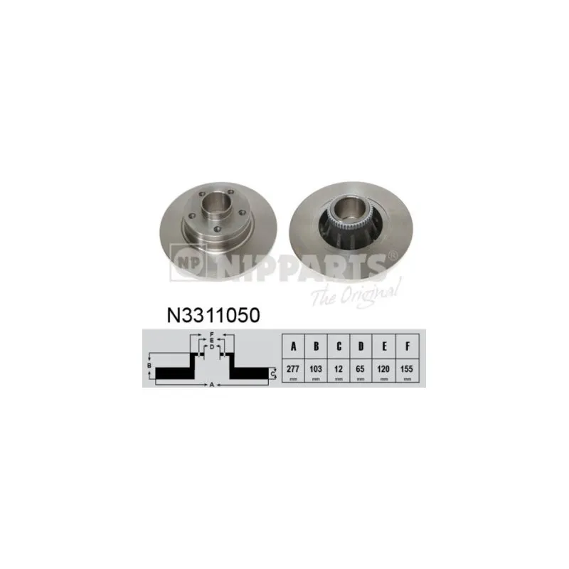 Jeu de 2 disques de frein arrière NIPPARTS N3311050