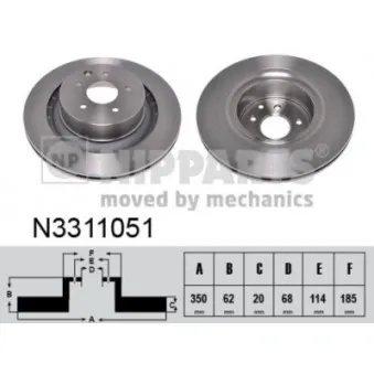 Jeu de 2 disques de frein arrière NIPPARTS N3311051