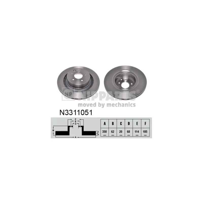Jeu de 2 disques de frein arrière NIPPARTS N3311051