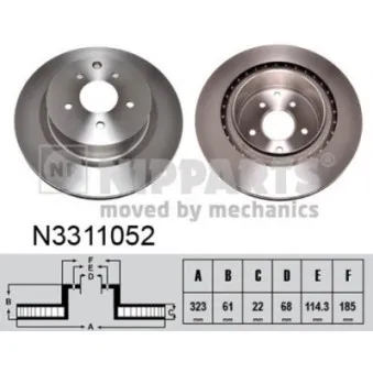 Jeu de 2 disques de frein arrière NIPPARTS N3311052