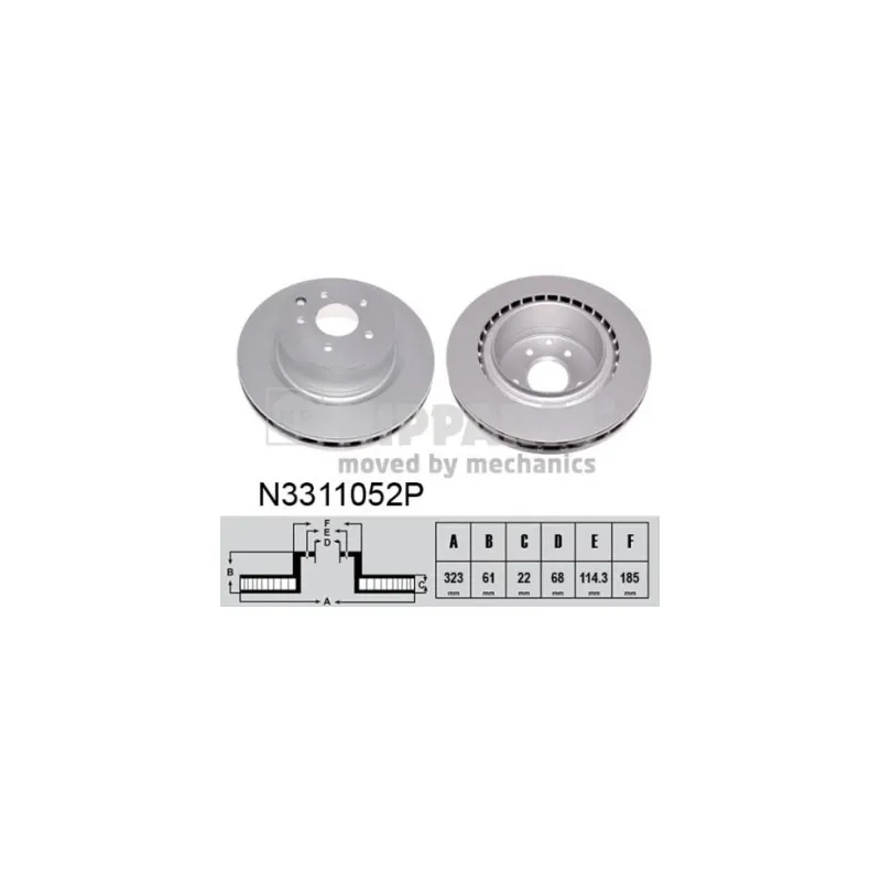 Jeu de 2 disques de frein arrière NIPPARTS N3311052P