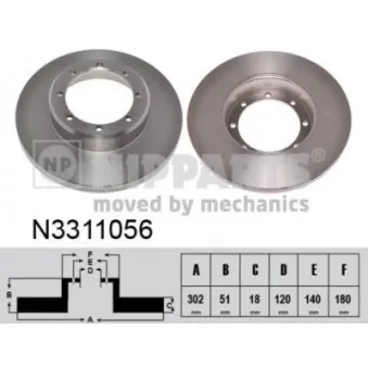 Jeu de 2 disques de frein arrière NIPPARTS N3311056
