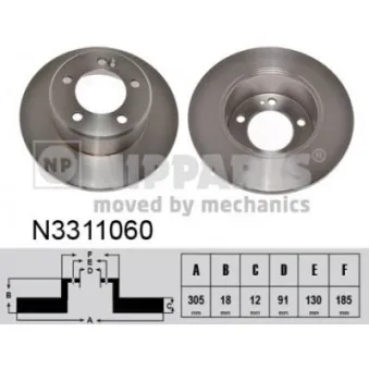 Jeu de 2 disques de frein arrière NIPPARTS N3311060