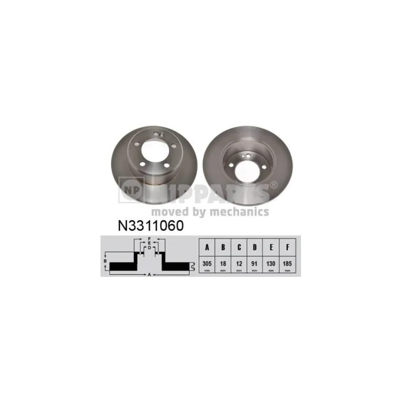 Jeu de 2 disques de frein arrière NIPPARTS N3311060