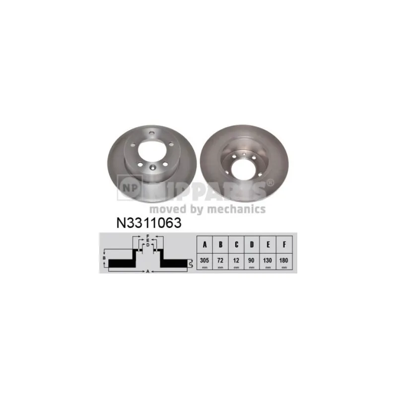 Jeu de 2 disques de frein arrière NIPPARTS N3311063