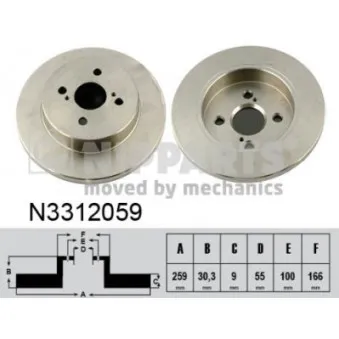 Jeu de 2 disques de frein arrière NIPPARTS N3312059