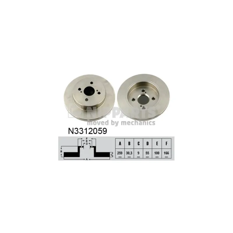 Jeu de 2 disques de frein arrière NIPPARTS N3312059