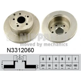 Jeu de 2 disques de frein arrière NIPPARTS N3312060