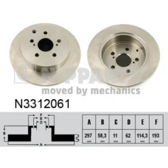 Jeu de 2 disques de frein arrière NIPPARTS N3312061