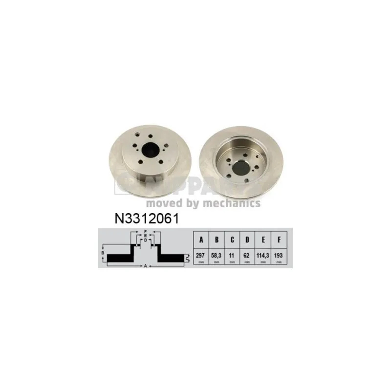 Jeu de 2 disques de frein arrière NIPPARTS N3312061