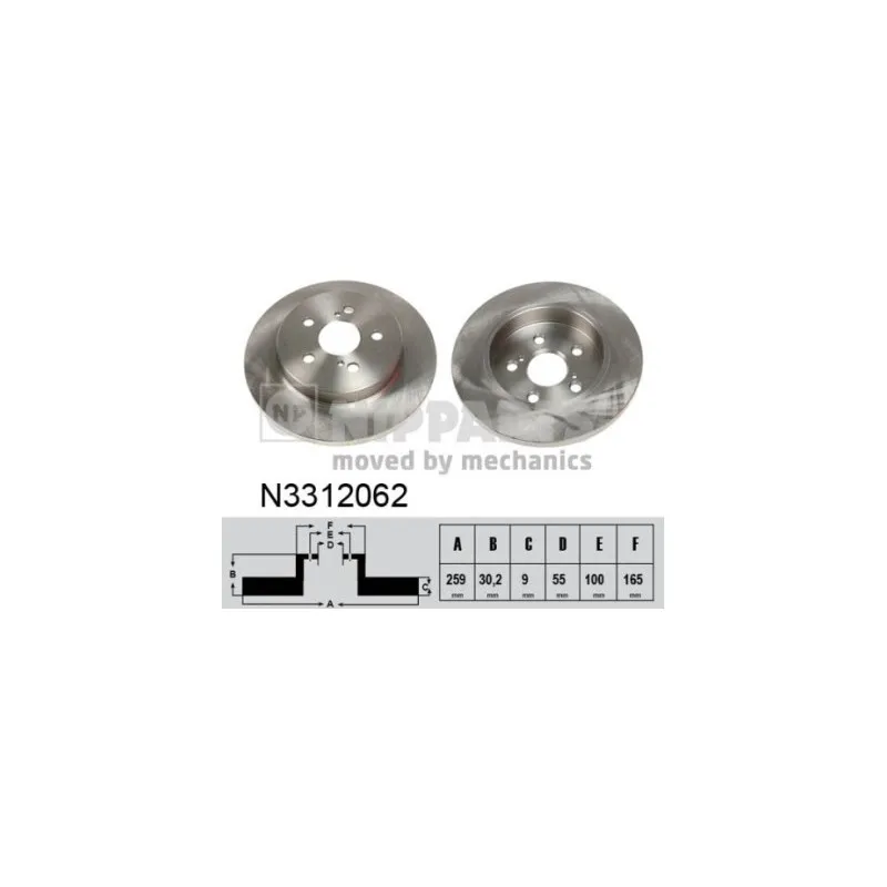 Jeu de 2 disques de frein arrière NIPPARTS N3312062