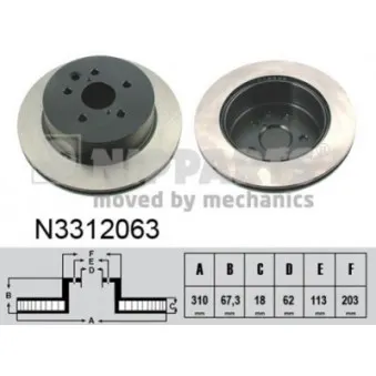 Jeu de 2 disques de frein arrière NIPPARTS N3312063