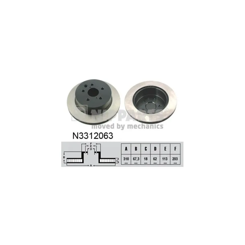 Jeu de 2 disques de frein arrière NIPPARTS N3312063