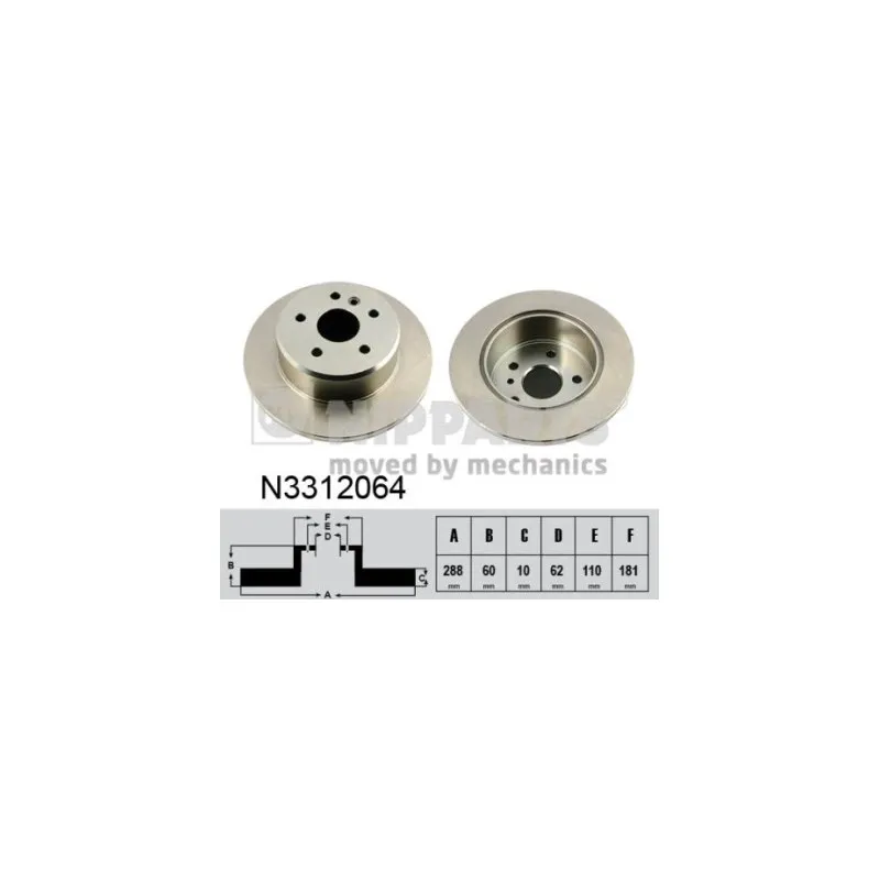Jeu de 2 disques de frein arrière NIPPARTS N3312064