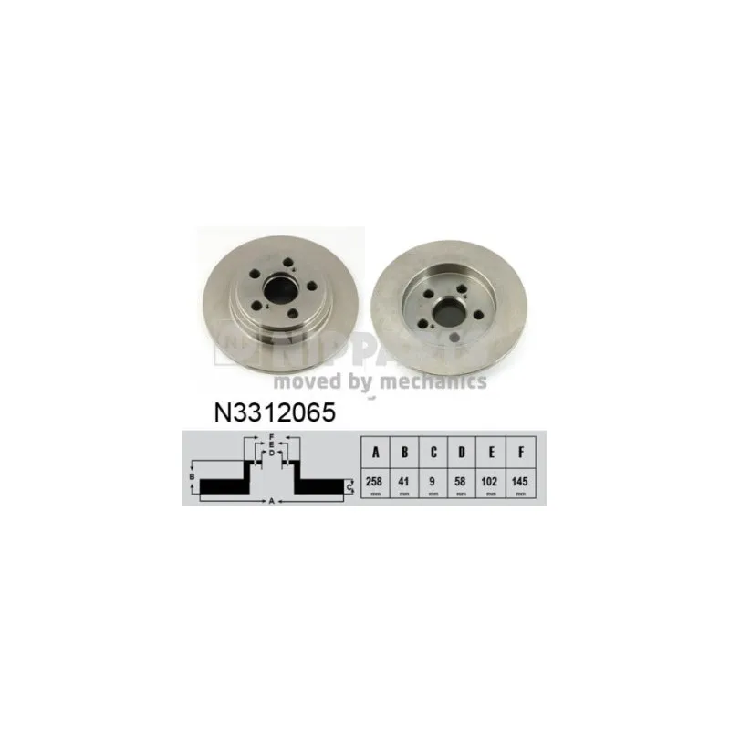 Jeu de 2 disques de frein arrière NIPPARTS N3312065