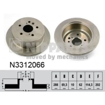 Jeu de 2 disques de frein arrière NIPPARTS N3312066