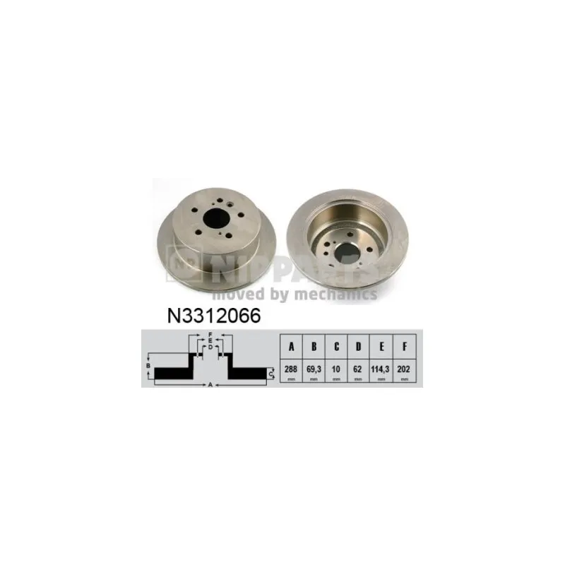 Jeu de 2 disques de frein arrière NIPPARTS N3312066