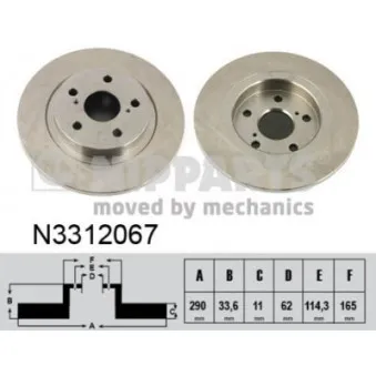 Jeu de 2 disques de frein arrière NIPPARTS N3312067
