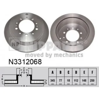 Jeu de 2 disques de frein arrière NIPPARTS N3312068