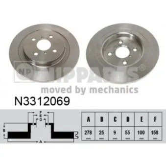 Jeu de 2 disques de frein arrière NIPPARTS N3312069