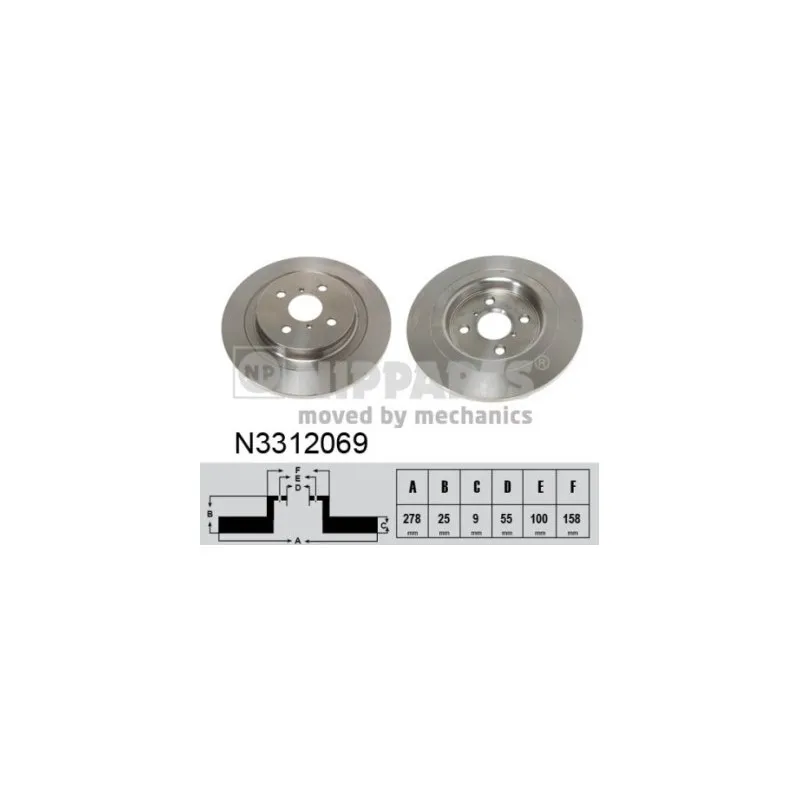Jeu de 2 disques de frein arrière NIPPARTS N3312069