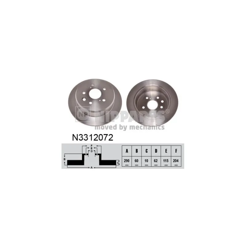 Jeu de 2 disques de frein arrière NIPPARTS N3312072