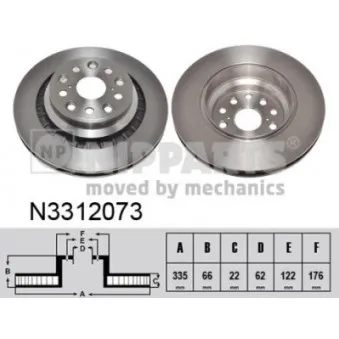 Disque de frein arrière gauche NIPPARTS N3312073